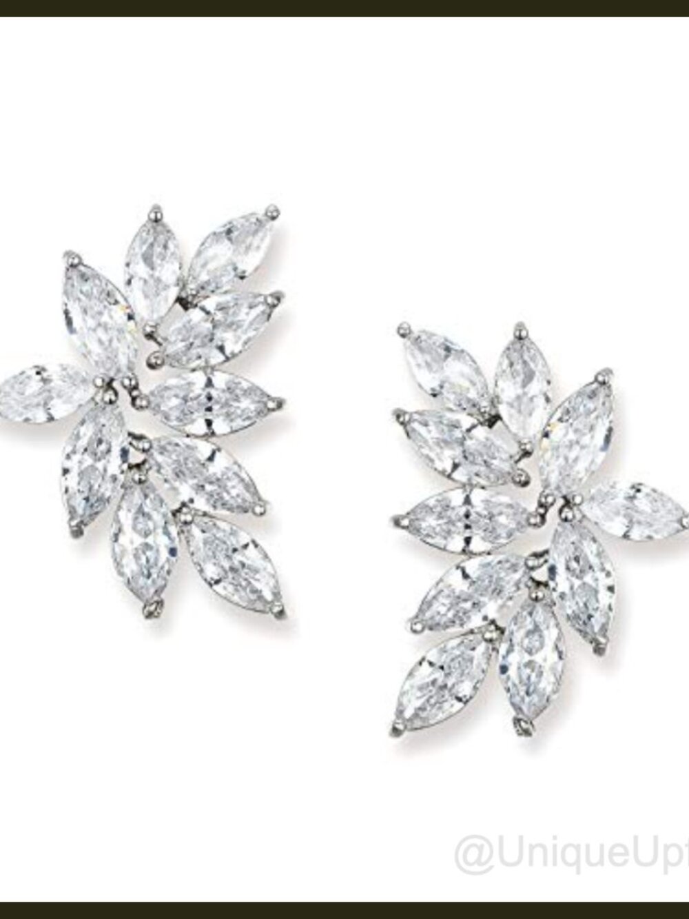 Crystal Bridal Earrings Cubic Zirconia Silver Plated Stud Wedding